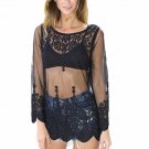 Mesh Transparent Blouses 2017 Sexy Women Top Blusas Embroidery Lace Floral Shirt Women Loose Sheer S