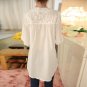 New Summer  Women Blouse Flower Print Blouse V-neck Organza Embroidered Shirt White Lace Blouse 566F