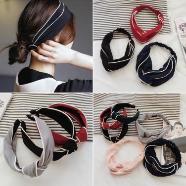 Women\'s Satin elastic cross headband geranium European and American hair accessories