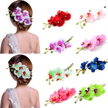 Hot Sale New Design Artificial Camellia Flowers Hair Accessories Phalaenopsis Hair Clip  Headwear Br