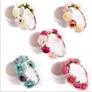 2017 New Handmade Woman Girls Artificial Flower Headband Party Wedding Fabric Flower Wreath Hair tur