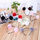 1PC Hot High Quality Cute Women Furry Fluffy Artificial Double Rabbit Plush Balls Headband Hair Band
