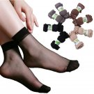 summer sexy ultrathin transparent crystal silk socks for women high elastic black nylon short socks 