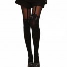 Bas Collants Women Sexy Black White Stockings Thin Tights  Lady\'s Bow Pantyhose Tattoo Mock Bow Sus