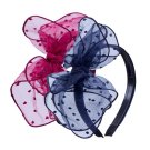 Haimeikang New Arrival Hair Accessories Lace Net Yarn Big Bowknot Hair Hoop Headband With Teeth Hair