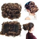 Women Curly Chignon Plastic Comb Hair Extension Hairpiece wig Clip  Big Hair Bun Claws pin crown tia
