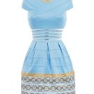 Color Block Hollow Ball Gown Geometric Women\'s Day Dress