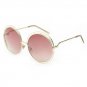 ROYAL GIRL NEW High Quality Elegant Round Wire Frame Sunglasses Women Mirror gradient Glasses shades