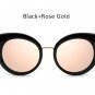 Fashion Oversized Rose Gold Mirror Cat Eye Sunglasses Women Vintage Sun Glasses For Ladies Female