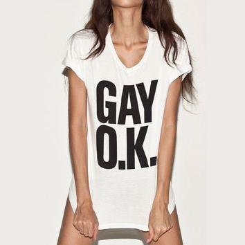 GAY O.K. hip hop T-shirt fashion casual top tees women cool shirt tumblr t shirt high quality casual