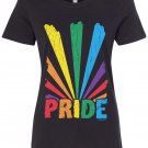 Women\'s Gay Pride Rainbow Sunray T-shirt Lesbian LGBT Funny Brand Cotton Hipster T Shirts Clothing 
