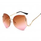 Fashion Elegant Oversized Rimless Gradient Sunglasses Women Big Optics Glasses