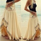 OnnPnnQ Women Summer Stitching Asymmetric Sexy Beach Skirt Irregularly Dragged Skirt Vintage Floral 