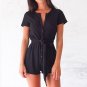 Macacao Feminino 2018 Solid Women Summer Short Rompers Jumpsuits Causal O Neck Short Sleeve Botton B