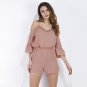 Women Elegant Lace Stitching Rompers Jumpsuit 2018 Summer Spaghetti Strap Off Shoulder Flare Sleeve