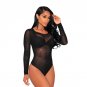 SEBOWEL 2017 Nude Transparent Sexy Bodysuit Turtleneck bodysuit Women sexy Mesh Bodycon jumpsuit Lon