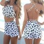 2016 New Arrival Two Piece print short jumpsuit Women Crop Top Playsuit Vintage Tropical Style Party
