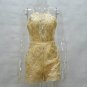 CWLSP Women Short Playsuits Halter Gold Emboriery Floral Backless Sexy Jumpsuits Sleeveless Lace Fas