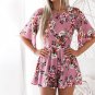 Sweet Floral Print Women Playsuits Sexy Jumpsuit Shorts 2018 Half Sleeve Party Beach Summer Playsuit