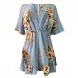 Fashion Women Deep V-Neck Ruffles Floral Skinny Jumpsuits Sexy Short Sleeve Casual Summer Rompers