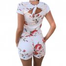 Cute 2018 Floral Print Playsuits NEW Casual Women Jumpsuits Shorts Femme Short Sleeve Sexy Back Knot