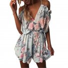 2017 Women print lace Rompers Jumpsuit Short pleated Overalls Jumpsuit Female chest wrapped straples