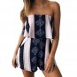 2017 Women print lace Rompers Jumpsuit Short pleated Overalls Jumpsuit Female chest wrapped straples