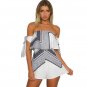 2017 Women print lace Rompers Jumpsuit Short pleated Overalls Jumpsuit Female chest wrapped straples