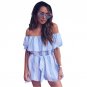 2017 Women print lace Rompers Jumpsuit Short pleated Overalls Jumpsuit Female chest wrapped straples
