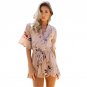 2017 Women print lace Rompers Jumpsuit Short pleated Overalls Jumpsuit Female chest wrapped straples