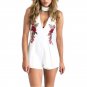 Summer Sexy Playsuits Women Sleeveless Choker Neck Flowers Embroidery Overalls For Female Evening Pa