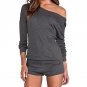 2017 Women Sexy Playsuits One Shoulder Long Sleeve Fit Bodysuits Rompers Tops Shorts O-Neck Jumpsuit