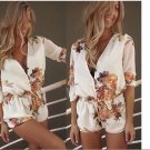 JOYINPARTY Women Summer Short Jumpsuits Playsuit Floral Printed Rompers Bodysuit Overall