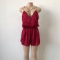 CWLSP Sexy Satin Playsuit Cross Spaghetti Strap V neck  Backless Short Jumpsuit Summer Beach Holiday