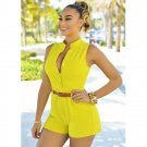 3XL New European Womens Jumpsuits Office Ladies Sexy Buttons V Neck Plus Size Playsuits Rompers Sing
