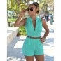 3XL New European Womens Jumpsuits Office Ladies Sexy Buttons V Neck Plus Size Playsuits Rompers Sing