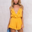 New Summer Women Spaghetti Strap Sexy Rompers Ruffles V-neck Backless Jumpsuits Ladies Boho Casual S