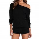 Off Shoulder Playsuit Bodycon Shorts Jumpsuits For Women 2018 Summer Sexy Bodysuit Long Sleeve Rompe