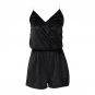 2018 Spring Summer Sleeveless Deep V Neck Slim Beach Playsuit Overalls Black Jasper Sexy Straps Velv