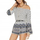 Women Floral Printed Boho Jumpsuits Rompers 2018 Summer Off Shoulder Sexy Short Beach Playsuits Long