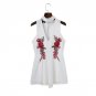 Deep V Neck Velvet Bodysuit Women Sexy Black White Floral Embroidery Mesh Bodysuit Sleeveless Summer