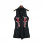 Deep V Neck Velvet Bodysuit Women Sexy Black White Floral Embroidery Mesh Bodysuit Sleeveless Summer