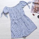 Rompers Womens Jumpsuits 2018 Summer Bohemian Vintage Embroidery Overalls Sexy Slash Neck Stripe Pla