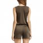 Brand Elegant Plus Size Women 2018 Summer New Playsuit Zipper Deep V Neck Sexy Jumpsuit Pockets Body