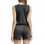 Brand Elegant Plus Size Women 2018 Summer New Playsuit Zipper Deep V Neck Sexy Jumpsuit Pockets Body