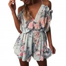 Boho Floral Print Ruffles Playsuits Shorts Rompers Womens Jumpsuit Summer Sexy V Neck Backless Casua