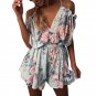 Boho Floral Print Ruffles Playsuits Shorts Rompers Womens Jumpsuit Summer Sexy V Neck Backless Casua