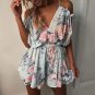 Boho Floral Print Ruffles Playsuits Shorts Rompers Womens Jumpsuit Summer Sexy V Neck Backless Casua