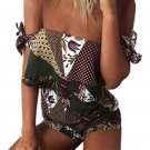 Summer Boho Printed Playsuits Shorts Rompers Off Shoulder Playsuit Sleeveless 2017 Sexy Beach Jumpsu