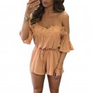 Off Shoulder Elegant Jumpsuits For Women Ruffle Lace Bodysuit Backless Female Playsuit 2018 Ladies S
